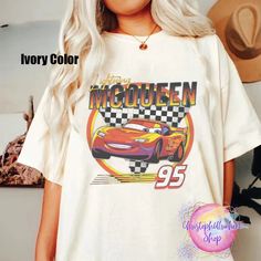 Lightning Mcqueen Shirt, Disney Shirt, Comfort Colors Shirt, Lightning Mcqueen, Ivory Color, The United States, Comfort Colors, Disney, Outfit Inspo