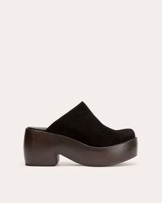 The Wooden Puffa Clog Black Suede – Everlane Stained Wood, Black Suede, Clogs, Puffer, Slip On, Wardrobe, Wood, Leather, Black