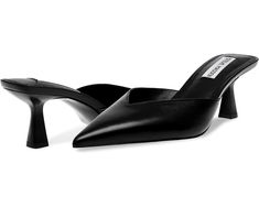 Women's Steve Madden Mod | Zappos.com Sleek Almond Toe Mules With 4-inch Heel, Trendy Slip-on Heels For Formal Occasions, Chic 4-inch Kitten Heels In Synthetic Material, Fall Evening Slip-on Mules, Chic Slip-on Heels With Branded Heel Counter, Classic Mules With 4-inch Heel For Spring, Classic Spring Mules With 4-inch Heel, Sleek Spring Kitten Heels With Almond Toe, Sleek Almond Toe Kitten Heels For Spring