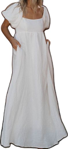 Solid Linen Maxi Dress For Vacation, Elegant White Unlined Linen Dress, White Ramie Beach Dress, White Fitted Linen Maxi Dress, White Linen Dress With Relaxed Fit, White Relaxed Fit Linen Dress, Casual White Unlined Linen Dress, White Unlined Linen Dress For Daywear, Elegant White Relaxed Fit Linen Dress