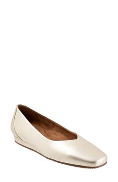 This classic ballerina flat is updated with a squared-off toe and a cushy, arch-supporting footbed that allows all day comfort with effortless style. Removable, foam-cushioned insole with arch support Leather upper/textile lining/rubber sole Imported Women's Shoes Classic Slip-on Flats With Arch Support, Classic Synthetic Ballet Flats For Work, Classic Slip-on Synthetic Ballet Flats, Everyday Closed Toe Flats With Arch Support, Spring Almond Toe Flats With Arch Support, Classic Everyday Ballet Flats With Cushioned Footbed, Classic Ballet Flats With Cushioned Footbed For Everyday, Comfortable Closed Toe Ballet Flats With Arch Support, Classic Slip-on Closed Toe Ballet Flats