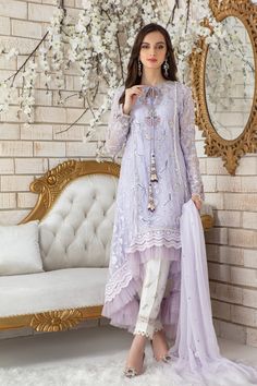 Luxe Pret | Casual Pret | Wedding Wears | Pakistani Designer Outfits – HaniyaJibran Kapda Design, New Model Dress, Lavender Pants, White Anarkali, Kurti Embroidery, Frock Fashion, Purple Dresses, Eid Dresses, Festive Collection