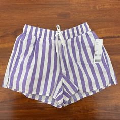 Nwt, Originally $39 Size Xs 100% Cotton Kind Of Feels Like Swim Shorts Material But Probably Isn’t Waterproof Colorful Shorts, Urban Outfitters Shorts, Elastic Shorts, Lookbook Outfits, Swim Shorts, Cotton Shorts, Color Purple, Urban Outfitters, High Waist