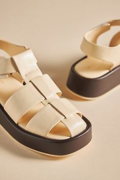 What Makes It Great : Introducing the perfect fisherman-style sandals with the ultimate blend of comfort and style. Effortlessly versatile, this clean and modern footwear is perfect for any occasion, whether casual or dressed up. | Platform Fisherman Sandals by Pilcro in Beige, Women's, Size: 38, Leather/Rubber at Anthropologie Platform Fisherman Sandals, Confirmation Outfit, Fisherman Sandals Outfit, White Chunky Sandals, Fisherman Sandals Women, Fisherman Style, Shoe Image, Classic Clothing, Fisherman Sandals