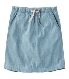 Women's Lakewashed Pull-On Skirt, Mid-Rise Chambray | Dresses & Skirts at L.L.Bean Casual Cotton Mini Skirt, Casual Cotton Skirt, Casual Skirt With Elastic Waistband For Daywear, Casual Cotton Skirt With Elastic Waistband, Casual Everyday Skirt With Elastic Waistband, Casual Skirt With Elastic Waistband For Everyday, Casual Lined Skirt With Relaxed Fit, Casual Relaxed Fit Lined Skirt, Casual Knee-length Relaxed Fit Skirt