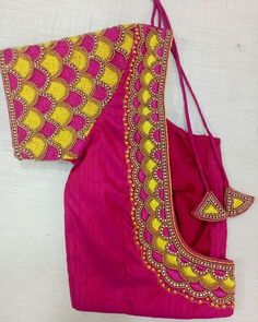 Thread Aari Work Blouse Designs, Silk Thread Aari Work Blouse, Silk Thread Aari Work, Thread Aari Work, Work Blouse Hand Designs, Cotton Blouse Design, Saree Blouse Neck Designs