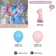 an image of balloons and decorations for a birthday or baby's first birthday party