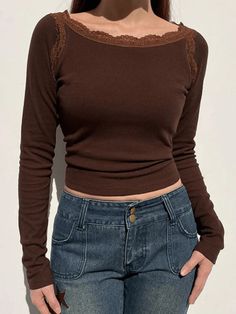 ⚡️Free Shipping 2023 Lace Trim Brown Ribbed Long Sleeve Tee Brown S under $17.00 in Tops&Tees at AnotherChill.com Online. Style: Casual/Street/Y2K/Vintage/Sweet/Sexy/Basic. Pattern Type: Solid Color. Fabric Content: Cotton, Polyester, Spandex. Fit Type: Slim fit. Neckline: Crew Neck. Sleeve Length: Long Sleeve. ✓2023 S/S OUTFITS. Check reviews and buy Lace Trim Brown Ribbed Long Sleeve Tee today. Street Y2k, Basic Pattern, Crop Cami Top, Color Fabric, Cami Top, Long Sleeve Tee, Y2k Vintage, Fabric Color, Polyester Spandex