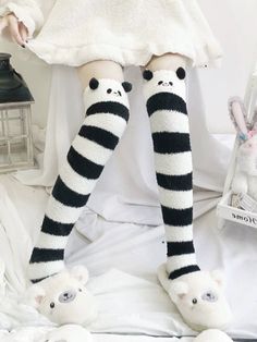 The price is for a pair of socks only, others are not included. Backpack Hello Kitty, Cute White Stockings For Winter, Cute White Winter Stockings, Panda Socks, Fur Leg Warmers, Steampunk Fashion Female, Steampunk Fashion Male, Gothic Skirts, Perfect Skin Care Routine