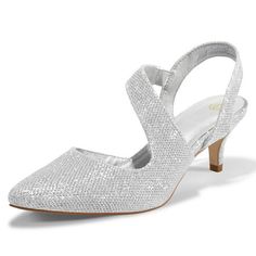 Bocca Pumps are characterized by their 2 inch heel and slingback, which makes them a classic and versatile choice for formal events.And these shoes are specifically designed for weddings, parties, and dressy occasions. Size: 7.  Color: Silver.  Gender: female.  Age Group: adult. Summer Prom Slingback Pumps With Low Heel, Low Heel Slingback Pumps For Prom In Spring, Low Heel Slingback Pumps For Spring Prom, Spring Prom Low Heel Slingback Pumps, Silver Low Heel Slingback Sandals For Party, Wedding Slingback Sandals With 4-inch Heel And Pointed Toe, Silver Closed Toe Slingback Sandals For Evening, Silver Closed Toe Kitten Heels For Formal Occasions, Medium Width Slingback Sandals With 4-inch Heel For Party