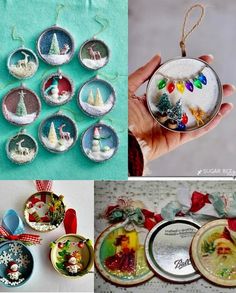 there are many different ornaments in this collage