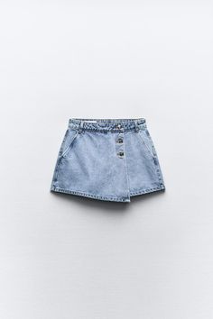 Z1975 WRAP DENIM SKORT - Light blue | ZARA United States Skort Denim, Zara Skort, Denim Skort, Short Suit, Skorts, Slovakia, Trouser Jeans, Swimwear Accessories, Jean Shirts