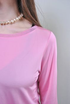 "Vintage pink minimalist blouse, 90s Italian pullover shirt, Size L Welcome to TARASCOMMON.ETSY.COM Unique clothing from the 20th century. Model tall - 170cm L. Sleeve - 32cm / 12.59inch; ( armpit to end of sleeve); Width - 46cm / 18.11inch; Length - 56cm / 22.04inch. All measurements are taken seam to seam while lying flat. Acetat/ Elastan. Made in Italy. This item is vintage, so it can have some defects. Additional photos can be send We are glad that you are interested in lots that we sell. Wi Feminine Long Sleeve Tops For Layering, Pink Long Sleeve Feminine Top, Elegant Pink Stretch Top, Feminine Pink Long Sleeve Top, Summer Layering Pink Blouse, Chic Pink Crew Neck Blouse, Long Sleeve Pink Blouse For Layering, Pink Spring Blouse For Layering, Spring Pink Blouse For Layering