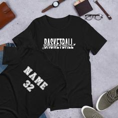 Custom Basketball Grandma Shirt | Personalized Basketball Grandma Shirt | Basketball Grandma T-Shirt  Show your support for your basketball superstar in style with our Basketball Grandma Personalized T-Shirt. Crafted from 100% combed and ring-spun cotton, this tee is designed to offer ultimate comfort and a soft, lightweight feel. The fabric weight of 4.2 oz./yd.² (142 g/m²) ensures a cozy fit that's perfect for cheering on the sidelines. 🏀Features: *Comfortable & Soft: Made from high-quality combed and ring-spun cotton, ensuring maximum comfort for everyday wear. *Lightweight: The fabric's lightweight construction allows for easy movement and breathability. *Flattering Fit: Designed to flatter different body types with its flattering cut and comfortable feel. *Personalization: Customize Black Short Sleeve T-shirt For Basketball, Sporty Basketball Team Tops, Sports Fan Tops With Team Name For Streetwear, Team Spirit Letter Print T-shirt For Streetwear, Sports Season Team Name T-shirt For Streetwear, Team Spirit T-shirt With Letter Print For Streetwear, Collegiate Basketball T-shirt With Team Name, Basketball Fan Apparel Tops With Short Sleeves, Black Team Spirit Basketball T-shirt