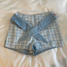 Cute Jean Shorts With Plaid On Front, Also Strings On The Front To Tie Into Bow Or Knot Cute Jean Shorts, Urban Outfitters Shorts, Cute Jeans, Jean Shorts, Urban Outfitters, Knot, Size 2, Plaid, Womens Shorts