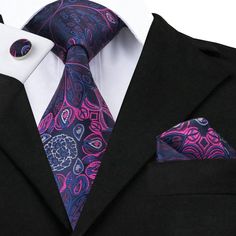 Floral Tie Purple Peacock, Necktie Set, Wedding Tie, Mens Silk Ties, Unique Ties, Cufflink Set, Purple Tie, Tie Styles, Purple Silk