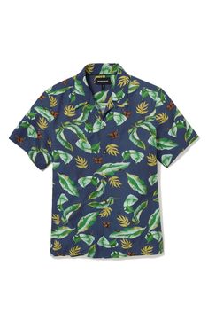 Tropical leaves and colorful insects invite cooling breezes in a camp shirt made with soft cotton in a fit that's perfect for relaxing on warm, sunny days. 27" length (size medium) Front button closure Convertible collar Short sleeves 46% cotton, 54% viscose Machine wash, tumble dry Imported Casual Collared Camp Shirt With Palm Tree Print, Outdoor Multicolor Cotton Tops, Casual Multicolor Palm Tree Print Camp Shirt, Spring Camp Shirt With Palm Tree Print, Cotton Tropical Print Camp Shirt For Vacation, Tropical Collared Camp Shirt With Palm Tree Print, Casual Camp Shirt With Tropical Print For Vacation, Spring Tropical Camp Shirt With Camp Collar, Tropical Palm Tree Print Collared Camp Shirt