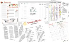 the summer activities printables are displayed on top of each other, and in front of