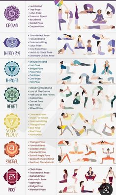 the chakra yoga poster is shown in full color and includes all kinds of poses