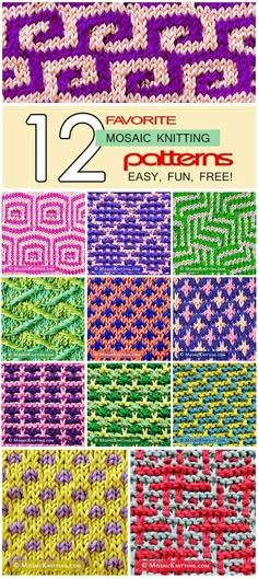 the cover of 10 mosaic knitting crochet easy fun free patterns for beginners