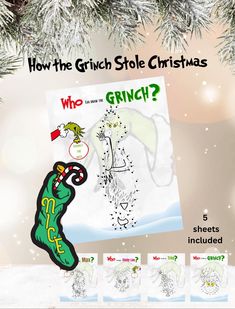 the grinch stole christmas tree has been drawn on it's back and is hanging from