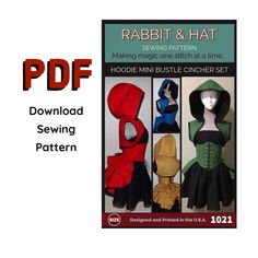 rabbit and hat sewing pattern for hoodie mini bustle cincher set with hood