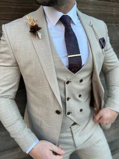 Patterned Suits For Men Wedding, Modern Groom Suit Wedding, Summer Wedding Suit, Beige Suits Wedding, Mens Linen Suit, 3 Piece Suit Men, Beige Suit, Suit Groom