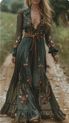 Look Hippie Chic, Casual Boho Style, Look Boho Chic, Vestidos Retro, Looks Country, Langer Rock, Casual Home, فستان سهرة, Elegant Casual