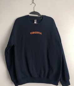 If you want a custom order or have any questions, please message me! -Virginia embroidered crewneck -50/50 cotton/polyester -Unisex sizing: fits true to size. Order one size up for a looser fit. Noter Dame, Michigan Sweatshirt, Western Sweatshirts, Vintage Crewneck, Crewneck Design, Memphis Tennessee, Embroidered Crewneck, Womens Crewneck, Embroidered Sweatshirts