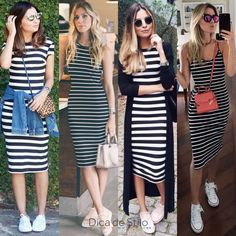 Dress Sneakers Outfit, Striped Dress Outfit, Dress Sneakers, Statement Outfit, Jumpsuit Chic, Modest Wear, Versatile Outfits, Outfits Verano, Stripe Dress