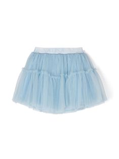 light blue tulle panels gathered detailing tiered skirt elasticated logo waistband cotton lining pull-on style Flounced Skirt, Ballerina Tutu, Virtual Wardrobe, Logo Azul, Blue Tulle, Shop Light, Kenzo Kids, E Logo, Stella Mccartney Kids