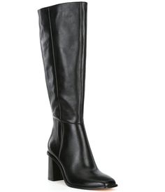 From Antonio Melani&#x2C; the Valerie Leather Tall Shaft Dress Boots feature:Leather UpperFull inside zipper details for the ease of fitStretch Antonio Melani logo fabric liningLeather sock lining with Antonio Melani logo sock stampTR Forepart with Leather Antonio Melani logo'd shankCovered Leather HeelApprox. 16.3" Shaft heightApprox. 14.2" narrow shaft circumferenceApprox. 15.1 " Standard Shaft circumferenceApprox. 16.3&quot Black Leather Boots Knee High, Long Black Boots, Black Leather Boots Tall, Thigh Boots, Black Knee High Boots, Tall Leather Boots, Thigh Boot, Leather Socks, Dress Boots