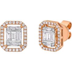 Adorn yourself with these exquisite Anais Grande Studs from RUCHI New York. These earrings feature 1.01 carats of diamonds, elegantly arranged in a baguette and brilliant cut pattern. The diamonds are encased in 18k rose gold, providing a luxurious and timeless feel to the piece. At a length of 0.5 inches, these studs are perfect for adding a touch of glamour to any outfit, whether it be a casual day out or a special occasion. The push back closure ensures that they will stay securely in place, Earrings Making, Baguette Diamonds, Stunning Earrings, Small Earrings, Baguette Diamond, Brilliant Cut Diamond, Out Of Style, 18k Rose Gold, Baguette