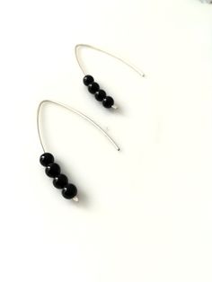 Black Onyx Earrings, 925 Sterling Silver, Simple Modern Earrings, Delicate Earrings, Handcrafted Ear Modern Black Sterling Silver Earrings, Minimalist Handmade Black Earrings, Black Sterling Silver Hoop Earrings For Everyday, Everyday Black Sterling Silver Hoop Earrings, Minimalist Black Sterling Silver Earrings, Everyday Black Sterling Silver Earrings, Adjustable Black Sterling Silver Hoop Earrings, Black Minimalist Sterling Silver Hoop Earrings, Black Minimalist Pierced Earrings