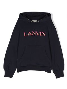 Lanvin Enfant logo-patch Cotton Hoodie - Farfetch Girls Winter Fashion, Lanvin Sneakers, Lanvin Shoes, Logo Azul, Hoodie Logo, Kenzo Kids, Fleece Sweater, Parisian Chic, Stella Mccartney Kids