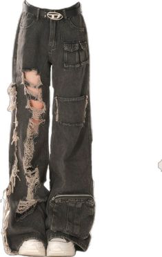 Cargo Denim Pants, Left And Right, Denim Pants, Cargo Pants, One Piece, Collage, Pants, Pins, Black