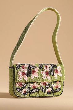 beads Bead Embroidery Purse, Bead Embroidery Bag, Going Out Bag, Beaded Shoulder Bag, Embroidered Purse, Anthropologie Uk, Green Fits, Beaded Bag, Summer Bag