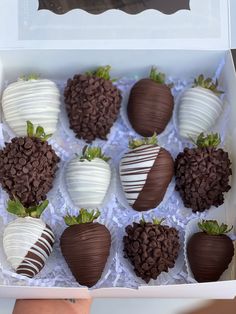 chocolate covered strawberries in a white box