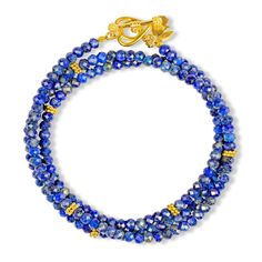 Blue Multi-strand Hand-strung Bracelet, Blue Hand-strung Multi-strand Bracelet, Blue Faceted Rondelle Bracelets, Blue Faceted Bead Bangle, Blue Faceted Beads Bracelet, Blue Faceted Beads Bangle Jewelry, Blue Bangle With Faceted Beads, Blue Double Strand Beaded Bracelets As Gifts, Blue Double Strand Bracelets As Gift