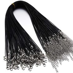 PRICES MAY VARY. QUANTITY : necklace cord bulk includes 60pcs BLACK waxed necklace cords, enough for your jewelry making project ADJUSTABLE LENGTH: Waxed necklace cord 18 inchs in length with a lobster claw clasp and a 2 inchs extension chain, thickness 1.5mm, you can adjust the length according to your needs EXCELLENT QUALITY NECKLACE CORDS All the cords are well made and hard to break, they are stable for long time use. Ready-made necklace so that you can simply add pendants, charms, beads or Handmade Black Jewelry With Nylon Cord, Handmade Black Nylon Cord Jewelry, Black Necklace With Adjustable Length On Waxed Cord, Black Nylon Cord Jewelry As Gift, Black Nylon Cord Jewelry For Gift, Black Waxed Cord Necklace For Gift, Lavender Necklace, Braided Leather Necklace, Diy Pendant Necklace