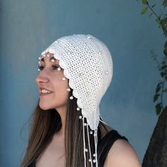 White Knitted Crochet Skull Cap Hat-summer Boho Skull Caps-women Boho Hippie Skull Caps-festival and Summer Rave Hat-elf Hat-gothic Hat - Etsy.de Fitted Crochet Beanie For Beach, White Brimmed Costume Hats And Headpieces For Festivals, White Brimmed Festival Costume Hats And Headpieces, Festival Crochet Hat, One Size Fits Most, Hand Knitted Crochet Hat For Festival, Hand Knitted One-size Crochet Hat For Festival, Hand Knitted Crochet Hat One Size For Festival, Fitted Beanie For Festivals, White Fitted Bohemian Hat