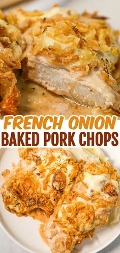 this is an image of french onion baked pork chops