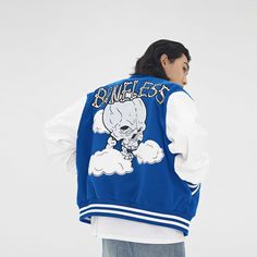 Description: Cloud and skeleton embroidery varsity jacket with premium fabric designed by BONELESS® Composition: 80% Polyester 20% Rayon Brand: BONELESS Wearing: Model is 178 cm / 5' 10'' | 65 kg / 143.3 lbs wearing size M Shipping & Taxes For US Customers: Tax-Free | Duty Fees May Be Assessed For Orders Over $800 For International Customers | Duties And Import Taxes May Be Collected Upon Delivery 14 DAYS FREE RETURN AND EXCHANGE ON ALL PRODUCTS .tb_button {padding:1px;cursor:pointer;border- Skeleton Embroidery, Drip Drip, Fluffy Clouds, Company Slogans, Tax Free, Everyday Wardrobe, Embroidered Design, Boots Men, Wardrobe Staples