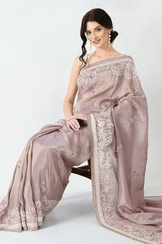 Shop for mehar Beige Tissue Flower Embroidered Saree for Women Online at Aza Fashions Festive Pre-draped Saree With Intricate Embroidery In Tissue Silk, Bollywood Embroidered Pre-draped Tissue Silk Saree, Beige Saree With Intricate Embroidery, Festive Beige Pre-draped Saree, Eid Floral Embroidered Tissue Silk Pre-draped Saree, Tissue Flowers, Sequins Embroidery, Blouse Fabric, Sarees Online