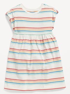 Dolman-Sleeve Fit & Flare Dress for Toddler Girls | Old Navy Casual Cap Sleeve Dress With Ruffles, White Casual Cap Sleeve Dress, White Cap Sleeve Casual Dress, Casual Short Sleeve Flutter Dress For Summer, Casual Short Sleeve Dress With Flutter Sleeves For Spring, Casual Short Sleeve Dress With Flutter Sleeves For Summer, White Cap Sleeve Summer Dress, Casual Cap Sleeve Dresses For Summer, Casual Fitted Short Sleeve Dress With Ruffles