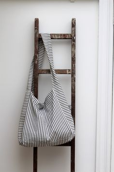 Messenger - Blue/White ticking crossbody bag – voy Shirt Maker, Bag Dress, Large Bag, Life Savers, The Times, Ticks, Sale House, Made It, Ladder Decor