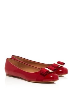 Ferragamo's beloved signature ballet flats are perfectly polished in patent leather with a feminine grosgrain bow. Ballet Flat Shoes, Red Gold, Ballet Flats, Patent Leather, Shoes Flats, Buy Online, Ballet, Red, Leather