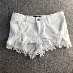 Brand New Condition Brand New Condition White Ripped Jean Shorts From Hollister Trendy White Short Pants, White Cutoff Bottoms For The Beach, White Cutoff Bottoms For Beach, Trendy Cutoff Summer Pants, Trendy Summer Cutoff Pants, White Ripped Shorts, Hollister Jean Shorts, White Ripped Jeans, Ripped Jean Shorts