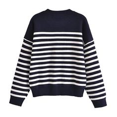 Style: commuting Size: S M L Color: dark blue Pullover Sweaters Pattern, Turtleneck Women, Pull Oversize, Buy Sweaters, Striped Pullover, Pullover Cardigan, Early Spring Outfits, Detailed Sweater, Current Fashion Trends