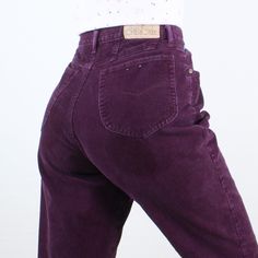 Item Description  This is an adorable pair of burgundy mid-wale corduroy pants in the classic mom style with a high rise and tapered leg fit. I love the 5-pocket design, the detailed yoke in the back with the Cherokee patch, and the cute Cherokee pocket detail on the front as well. These are so great for everyday wear but could be easily dressed up for a night out or dressier day look! I love the high quality all-cotton material as well, and they are in excellent vintage condition!  Item Specifics  Brand - Cherokee Material - 100% Cotton Color - Burgundy (purple-ish red) Measurements  Waist - 14.5 in. (29) Hip - 21 in. (42) Inseam - 30 in.  Rise - 13 in.  Leg Opening - 7 in.  Thigh Width - 13 in.  Policies and More Information Please read my terms and conditions before purchasing; I do not Classic Mom Style, Burgundy Corduroy Pants, Grunge Minimalist, Corduroy Pants, Mom Style, Pocket Detail, Pocket Design, Cotton Material, Night Out